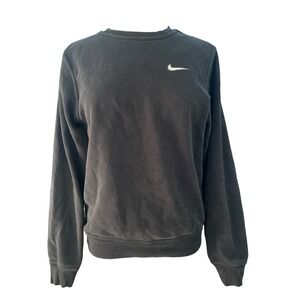 Vtg 90s Nike Swoosh Embroidered Crew Neck Black Sweatshirt Small Y2K Athleisure